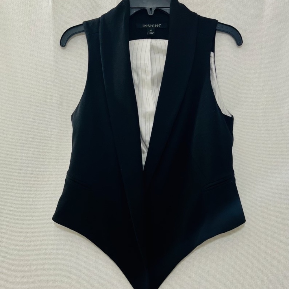 Insight Black Open Front Drape Tuxedo Style Vest … - image 1